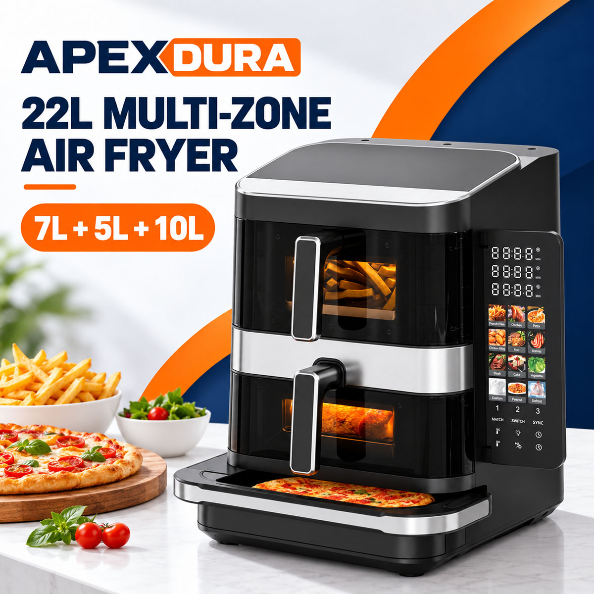 ZHAF-1688AP 22L Dual Basket Air Fryer...