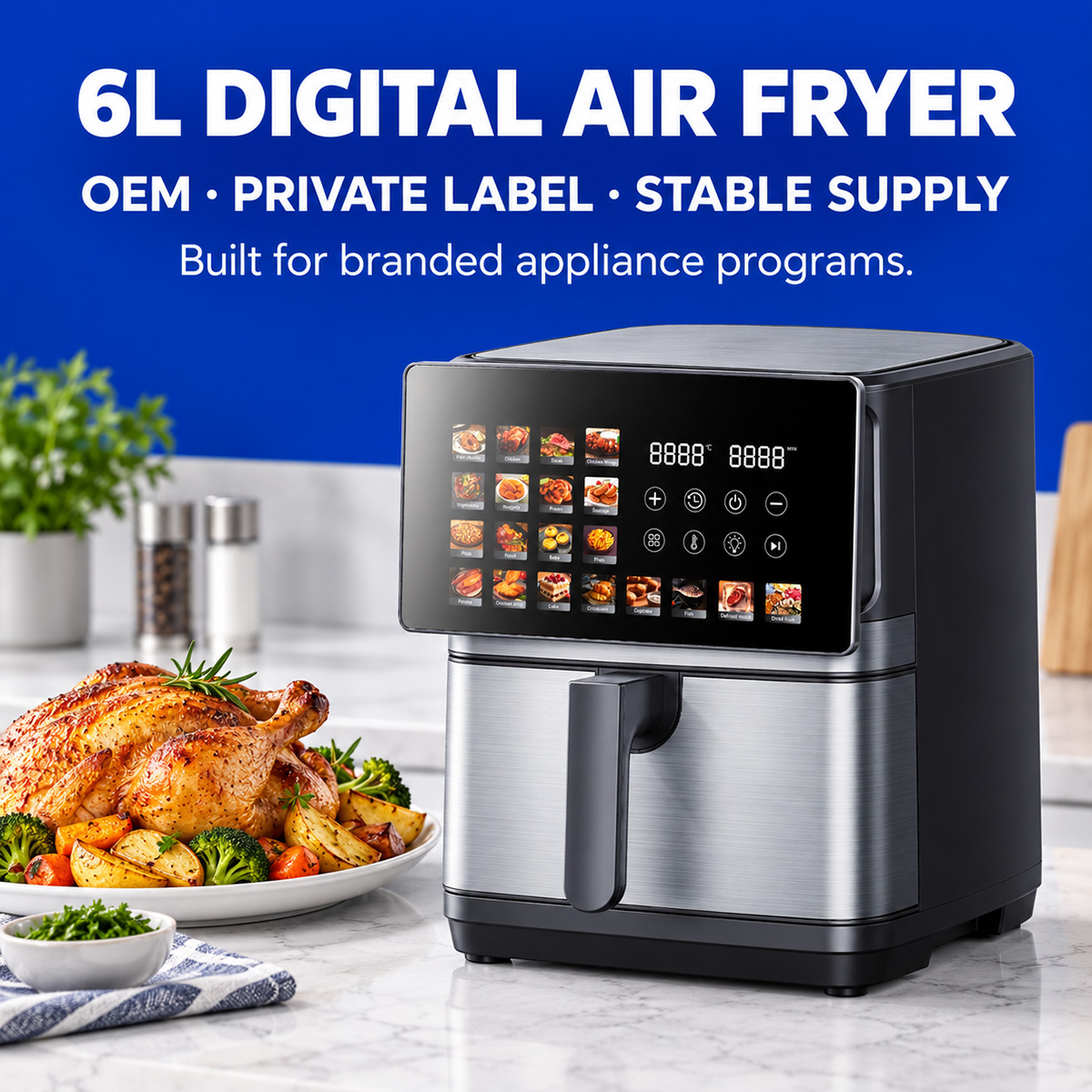 6L Stainless Steel Digital Air Fryer,...
