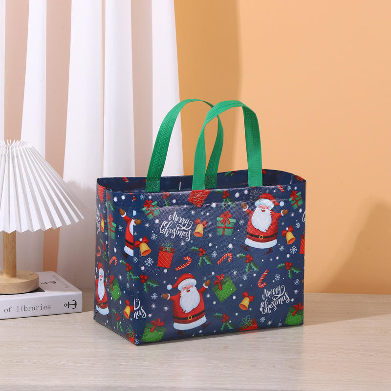 Customized Easter Cheap Eco Friendly Christmas Apple Candy Gift Santa Non-woven Laminated Tote Bag