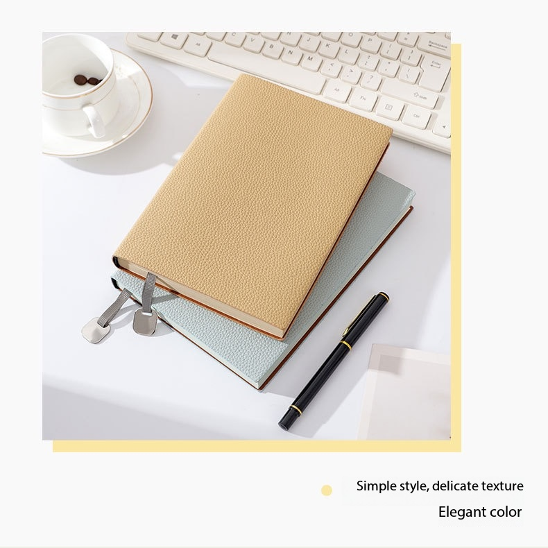 01 A5 lychee-textured simple soft leather notebook