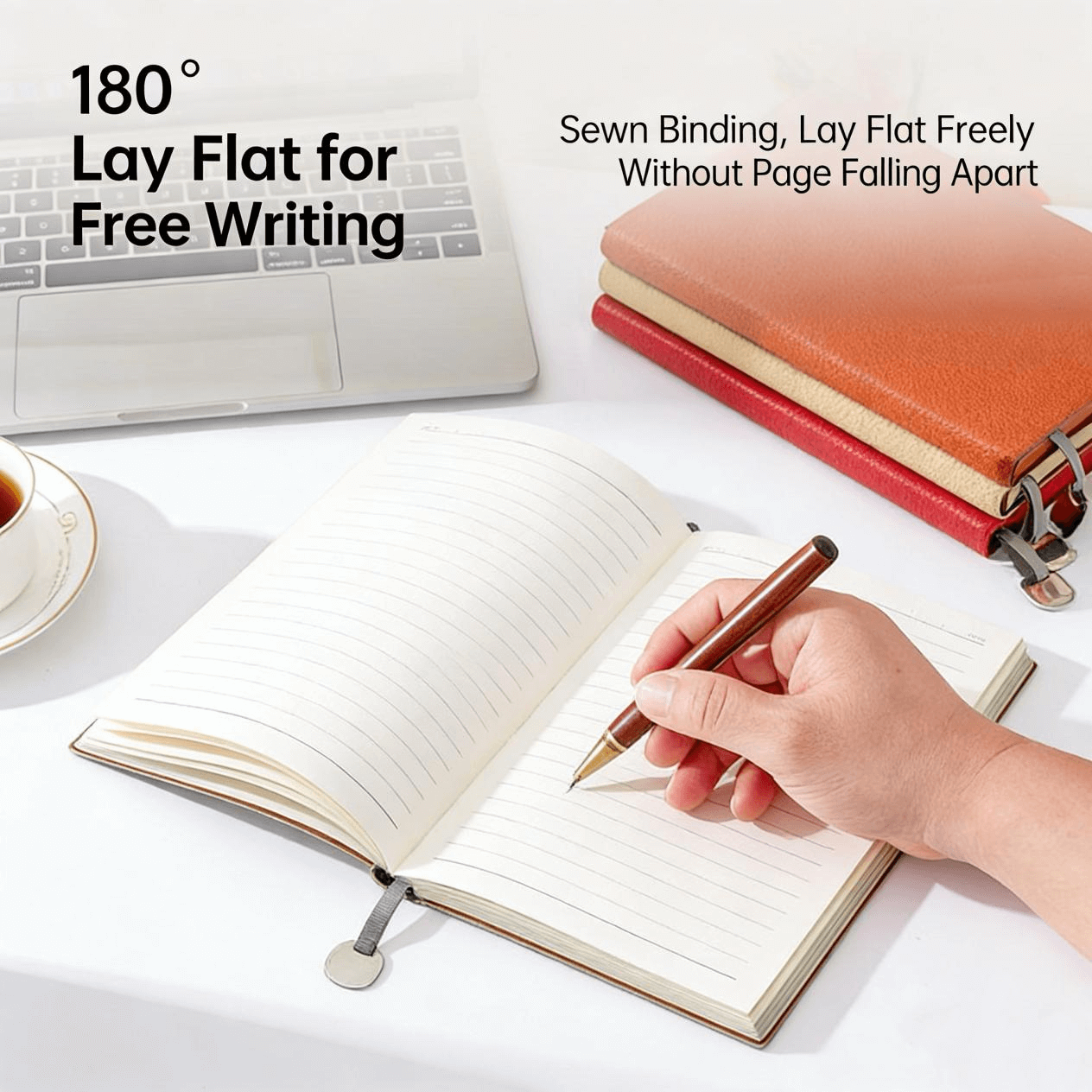 03 A5 lychee-textured simple soft leather notebook