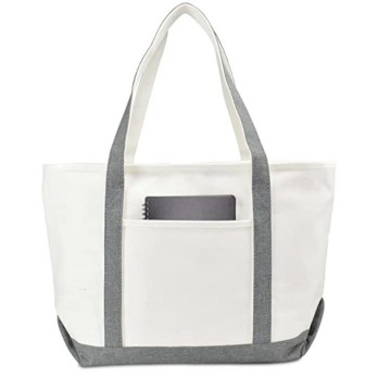 Long Handle Eco-Friendly Durable Cotton Canvas Tote Shopping Bag