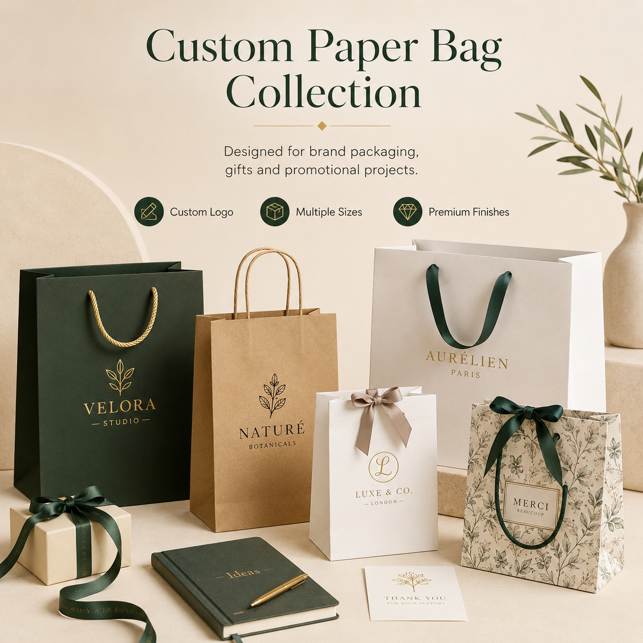 Coleção de Sacolas de Papel Personalizadas