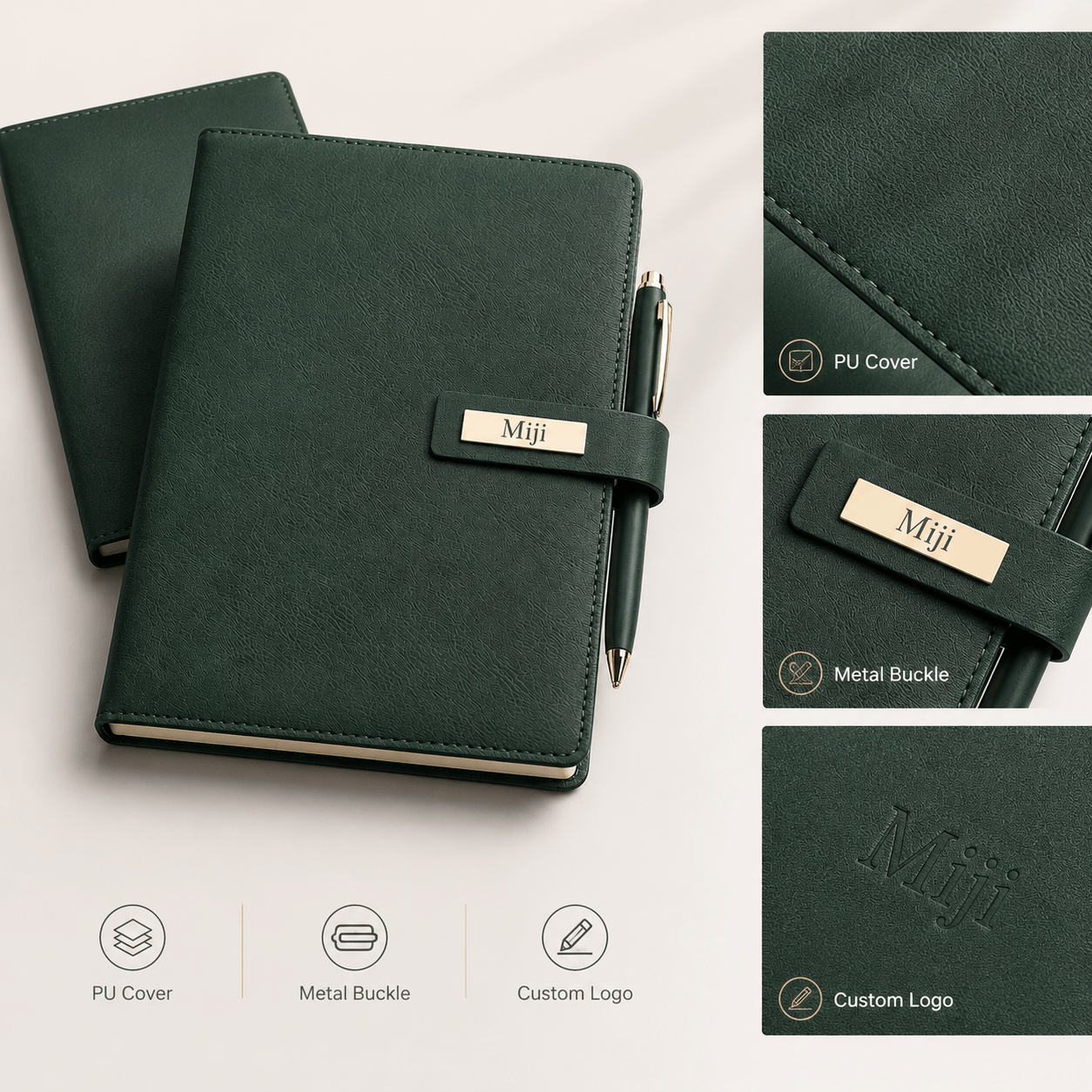feature-01-pu-cover-metal-buckle-custom-logo