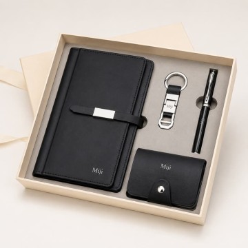 Custom Business Gift Set with Notebook, Pen, Keychain and Card Holder