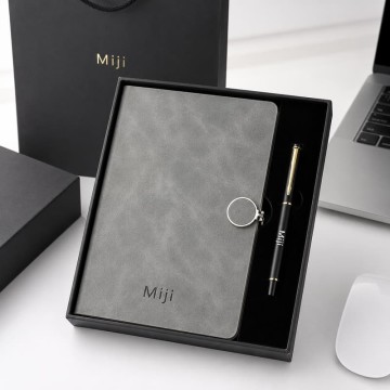 Custom Grey Notebook and Pen Gift Set