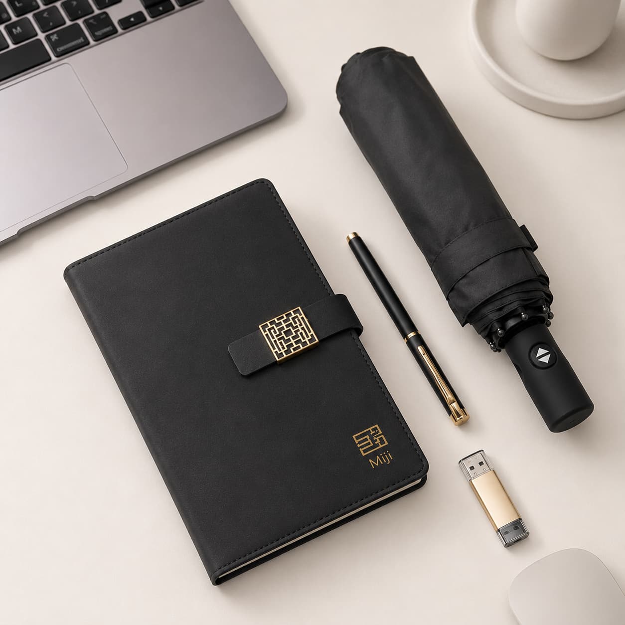 Black Business Gift Set Flat Lay