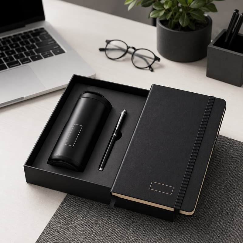 Black Notebook Tumbler Pen Office Gift Set