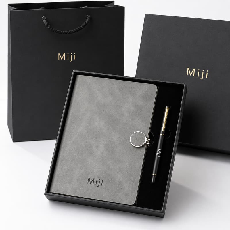 Grey Notebook Pen Gift Set with Gift Bag