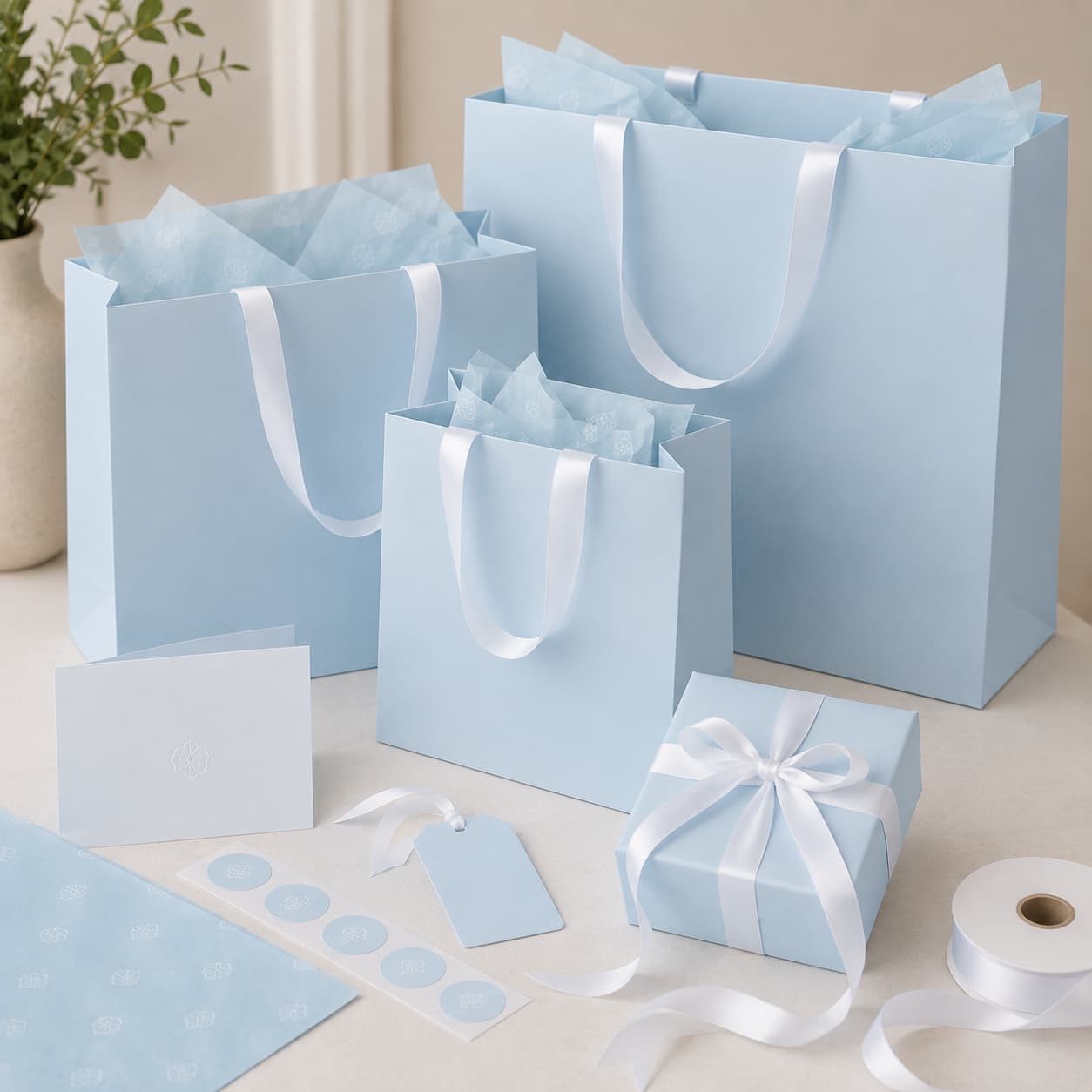 Matching Light Blue Packaging Solutions