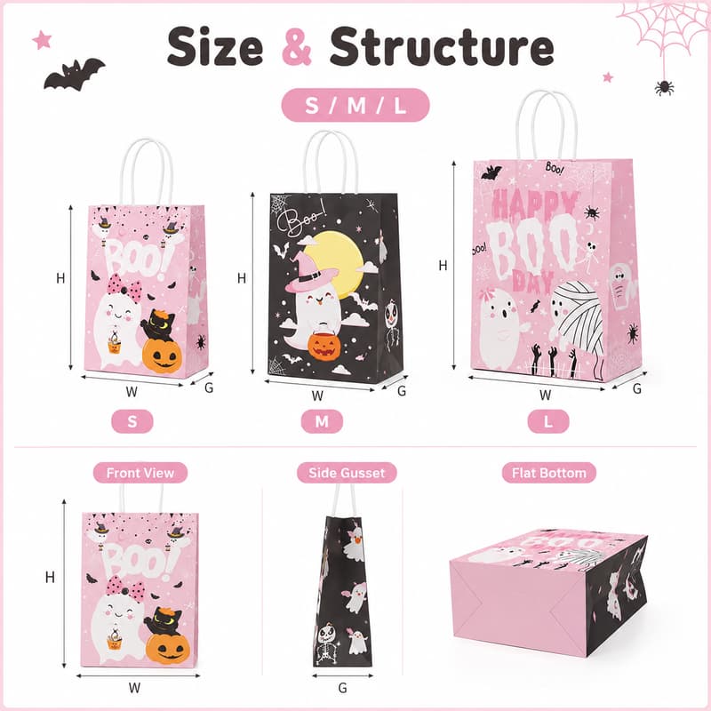 Pastel Halloween Bag Size and Structure Options