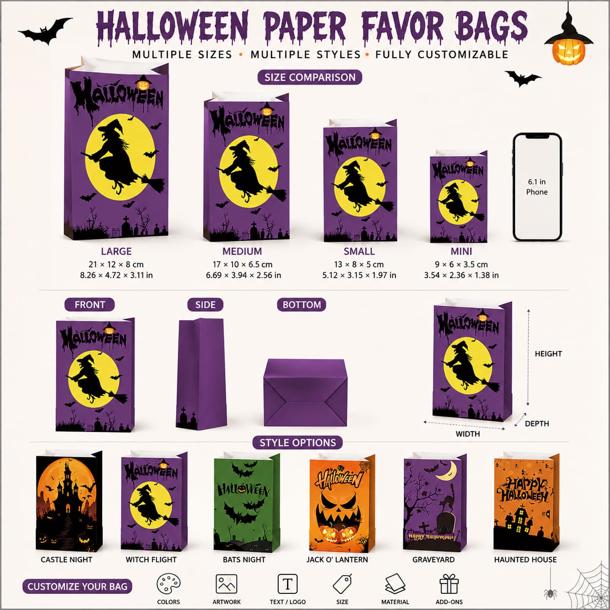 Halloween Bag Size and Style Options