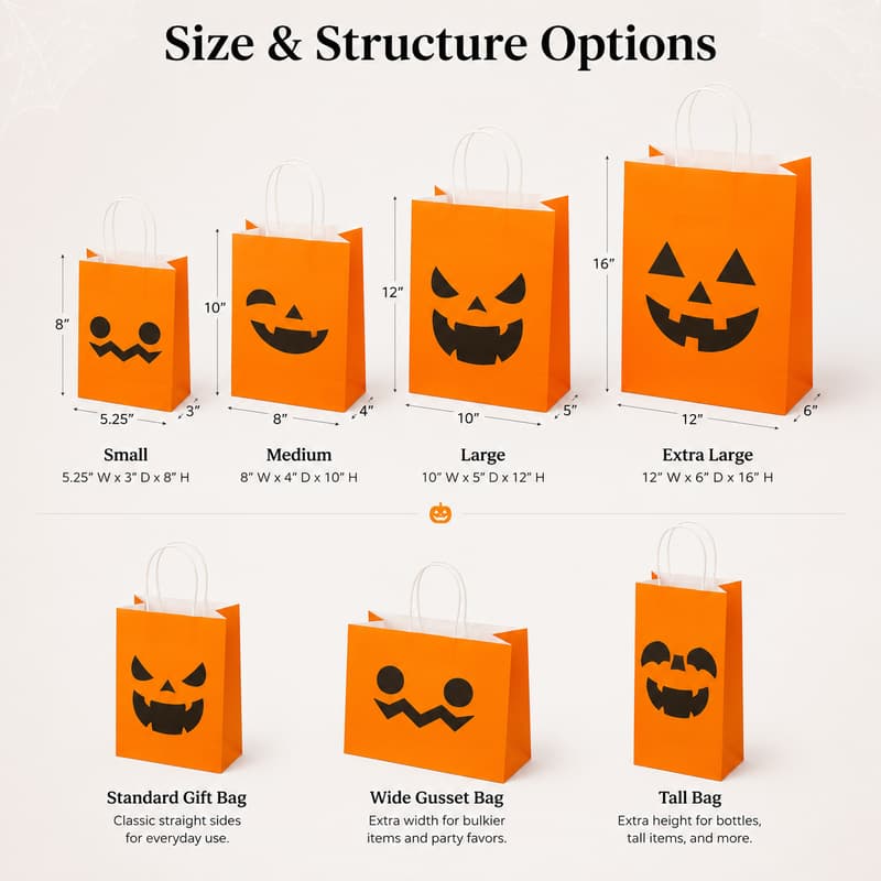Halloween Gift Bag Size and Structure Options