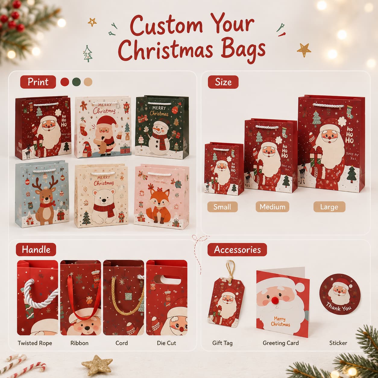 Custom Christmas Paper Gift Bag Options