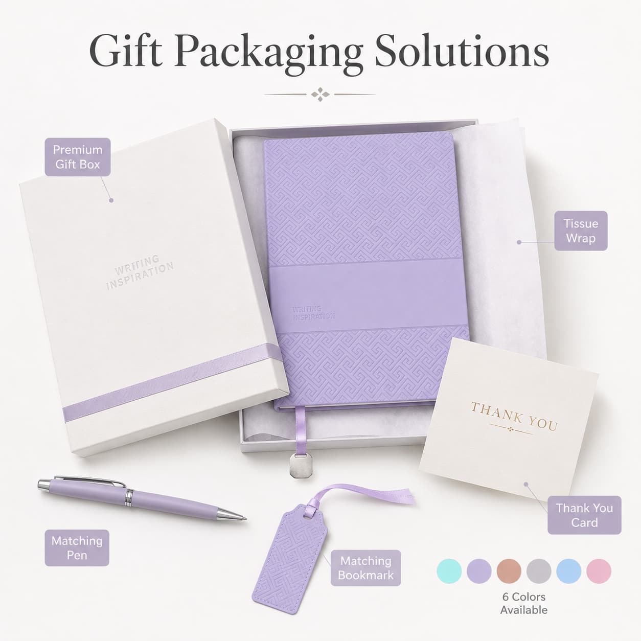 Pastel embossed notebooks shown for office note-taking, school, journaling, gifting and boutique retail display.