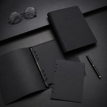 Custom A5 Black 6-Ring Loose-Leaf Notebook | Refillable Binder Planner