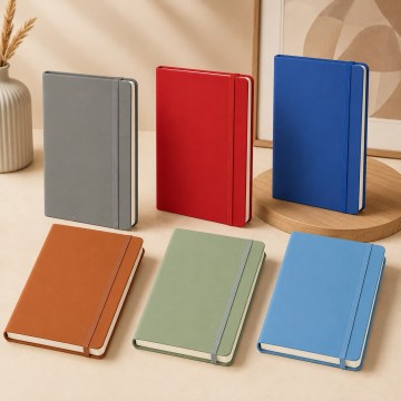 Custom A5 Soft-Touch PU Hardcover Elastic-Band Notebook | 192 Pages