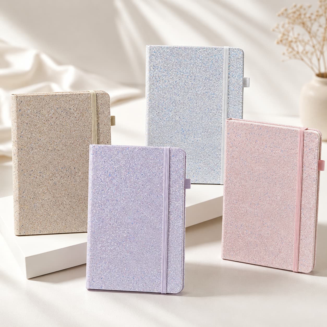 Khaki Glitter PU Notebook