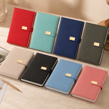 Custom A5 Pebble PU Gold Plate Strap Closure Notebook | 80gsm Lined Journal