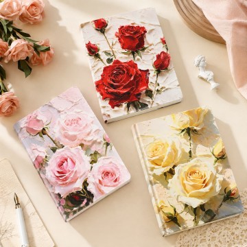 Custom A5 Rose Floral PU Hardcover Notebook | Lined Journal