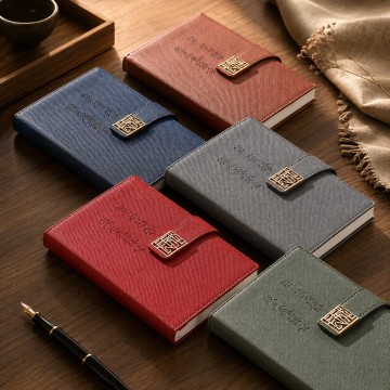Custom A5 Woven-Texture PU Gold Buckle Notebook...