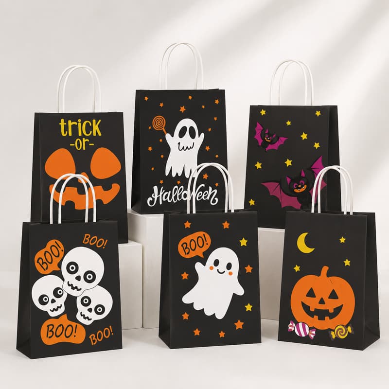 Black Halloween Paper Gift Bag Collection