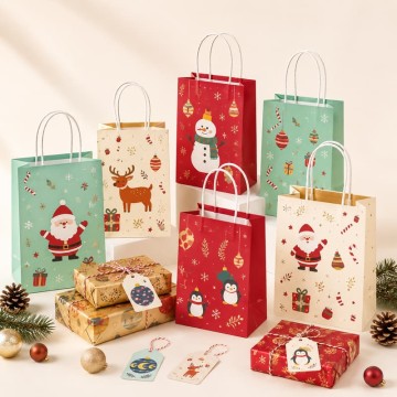 Custom Cute Christmas Paper Gift Bags | Holiday Retail Packaging