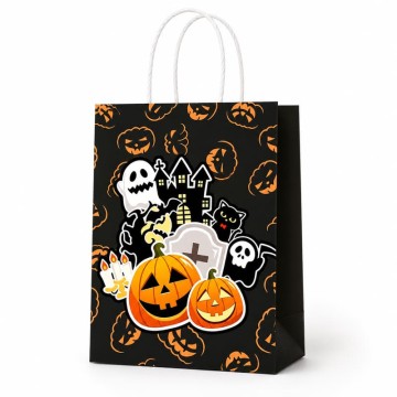 Custom Halloween Paper Gift Bags | Black & Orange Party Packaging