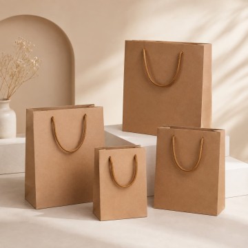 Custom Kraft, White & Black Paper Gift Bags | Multi-Size Retail Packaging