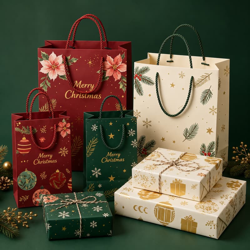 Red Green Christmas Gift Bag Collection