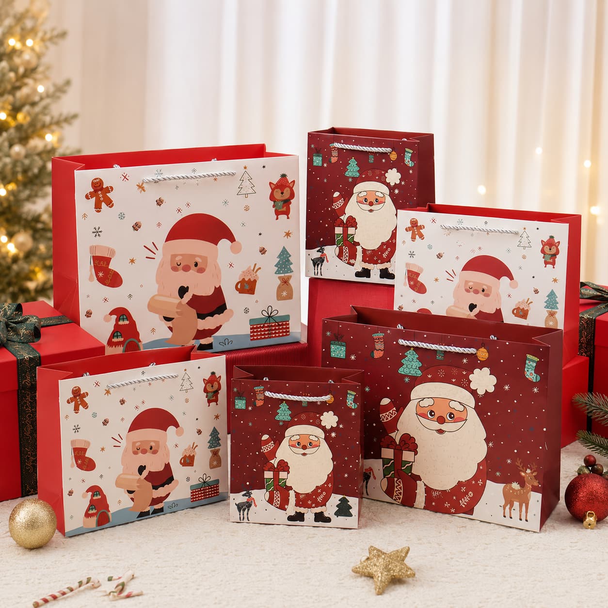 Santa Christmas Paper Gift Bag Collection