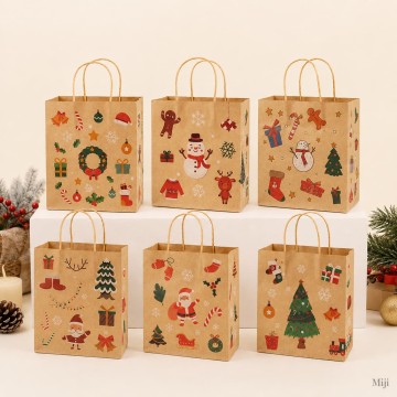 Custom Christmas Kraft Paper Gift Bags | Printed Holiday Packaging