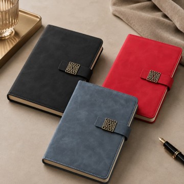 Custom A5/B5 Vintage PU Hardcover Notebook with Magnetic Clasp | 200 Pages