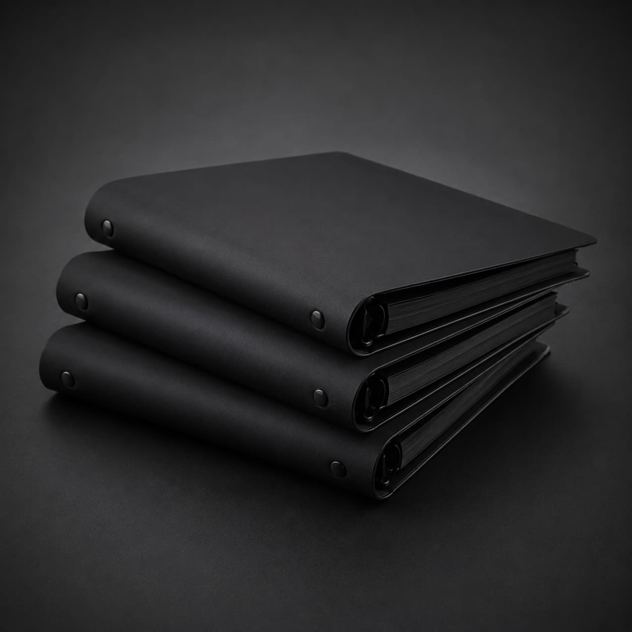 Black Refillable Binder Notebook Stack