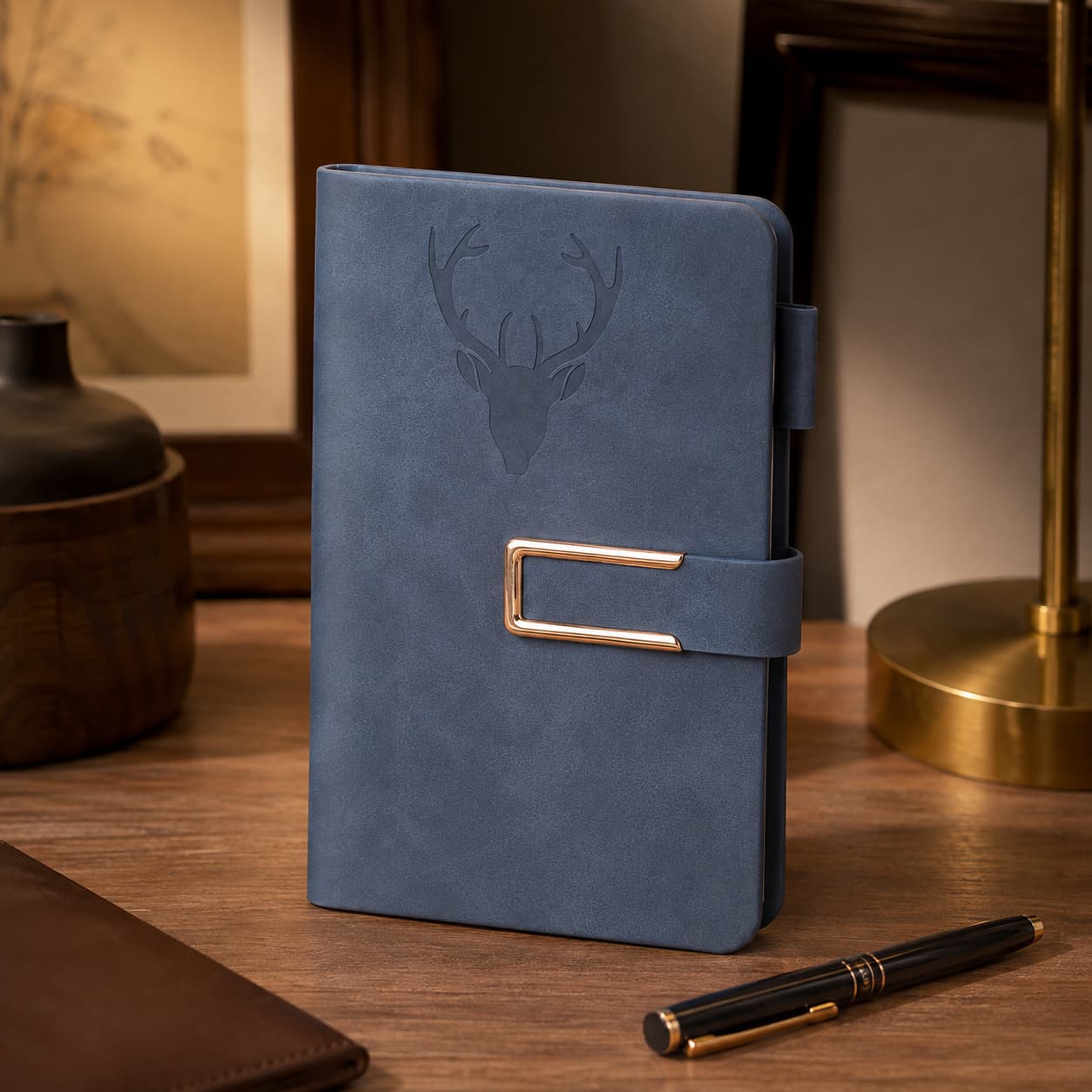 Blue A6 PU Magnetic Buckle Notebook