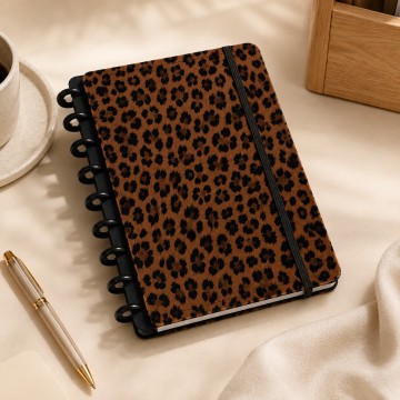 Custom A5 Leopard Print Disc-Bound Notebook wit...