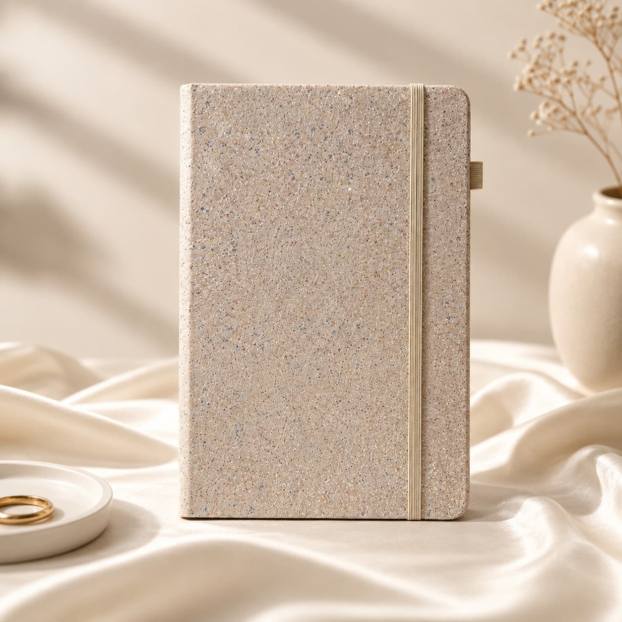 Glitter Notebook Writing Scene