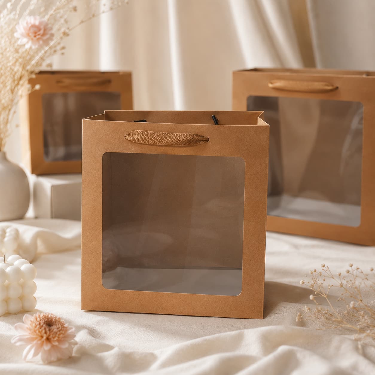 Kraft Clear Window Gift Bag