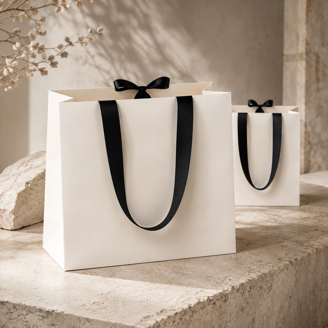 Minimalist White Boutique Gift Bag
