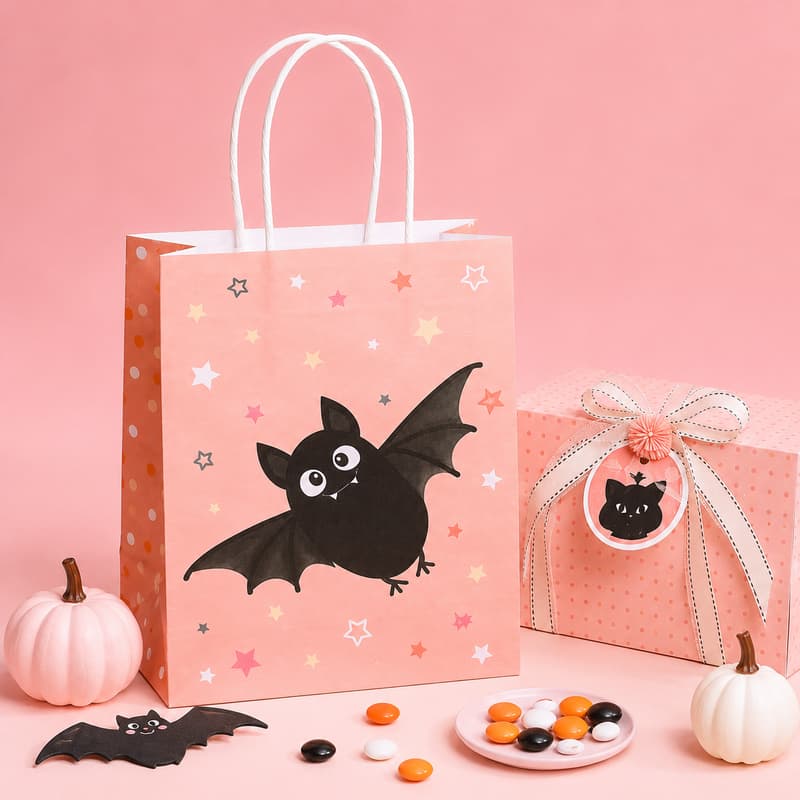 Pink Bat Halloween Gift Bag