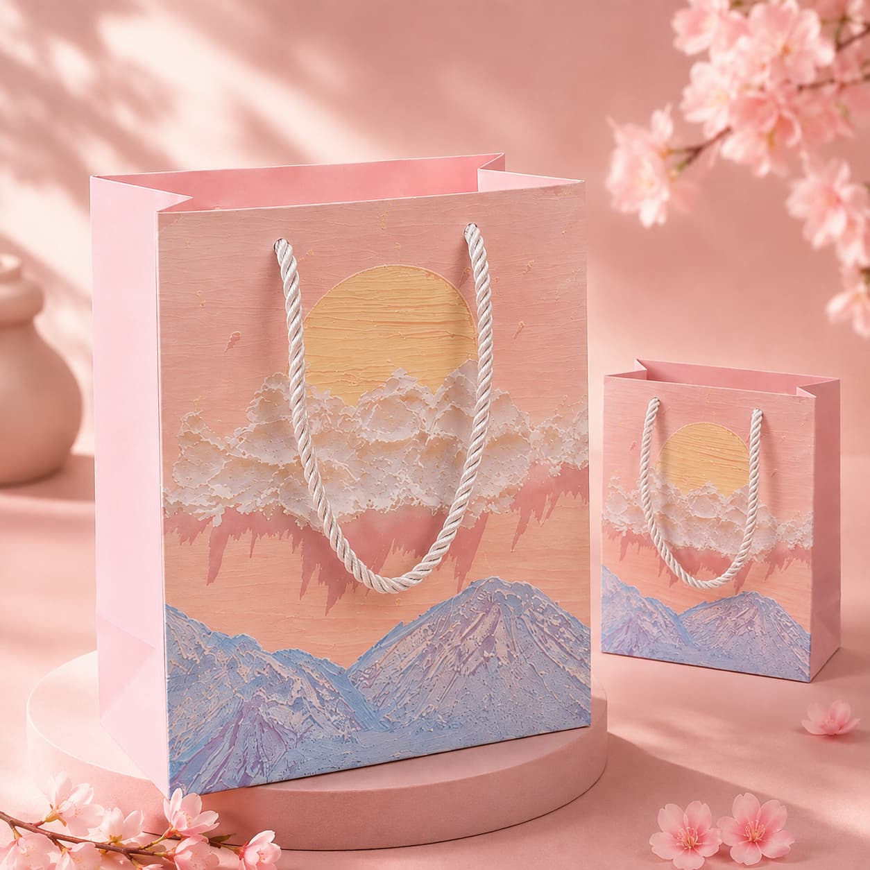 Pink Landscape Paper Gift Bag