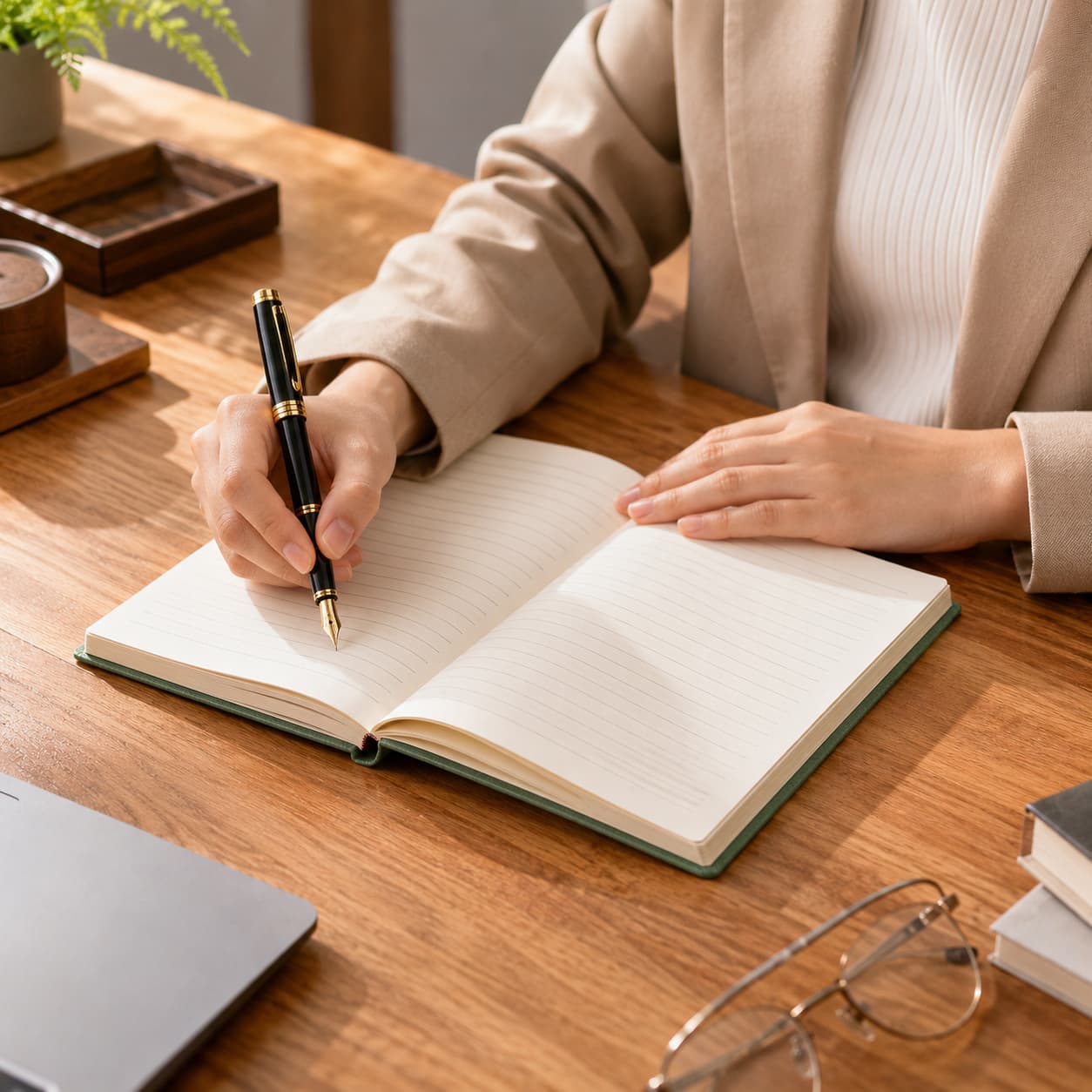 A5 Lined Notebook Writing Scene