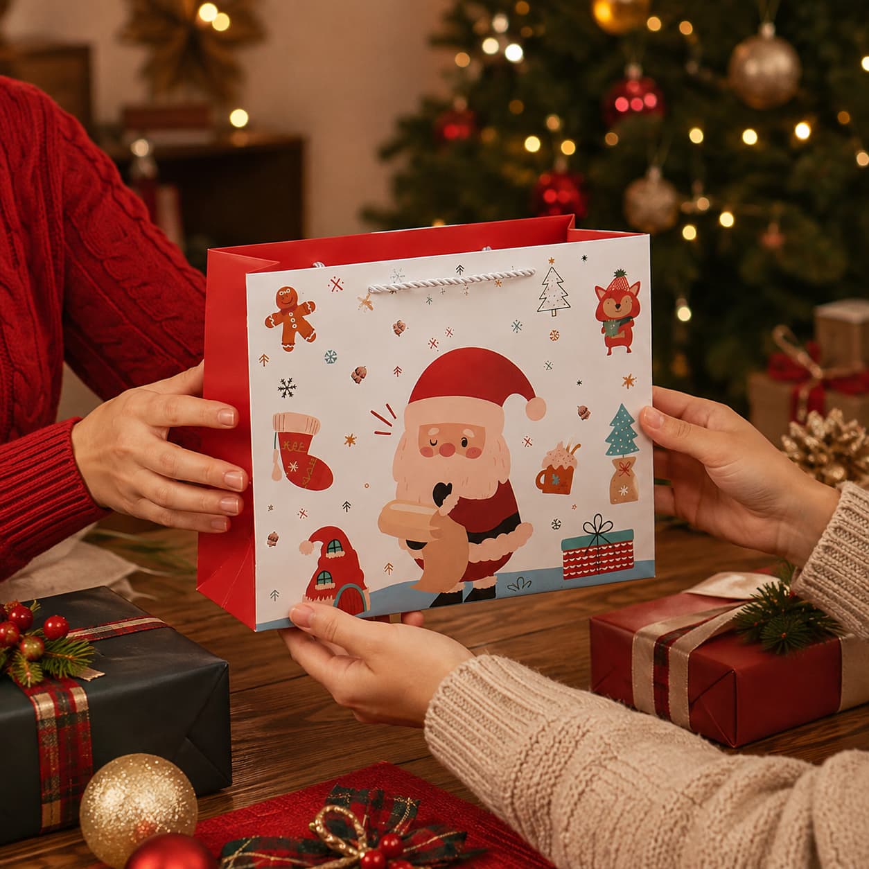 Christmas Gift Exchange Scene