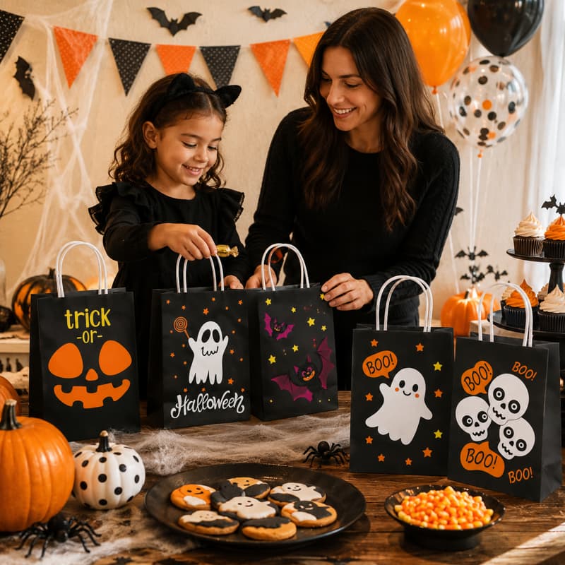 Halloween Party Paper Gift Bag Scene