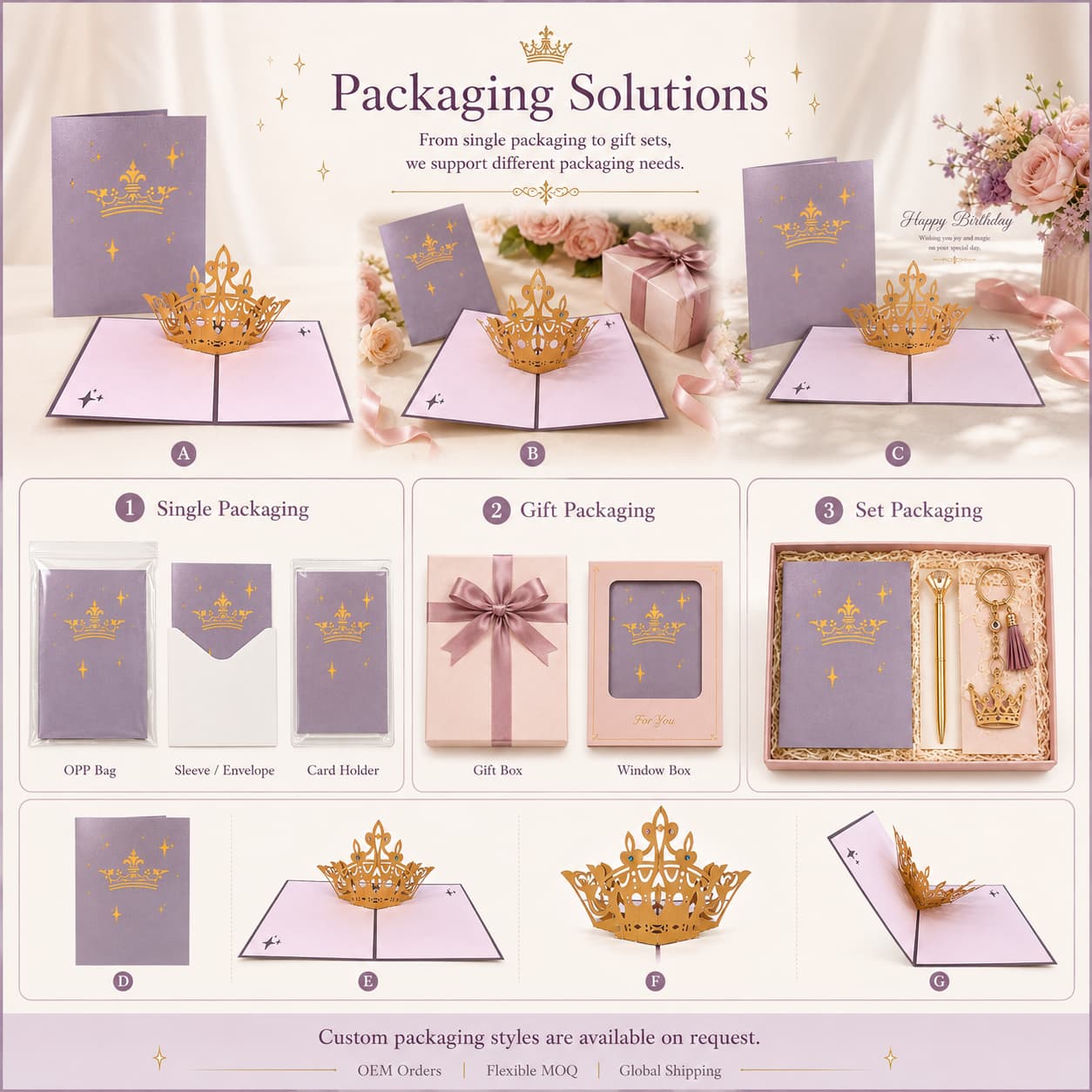 Detail image showing gift packaging and coordinated presentation options for greeting-card projects.