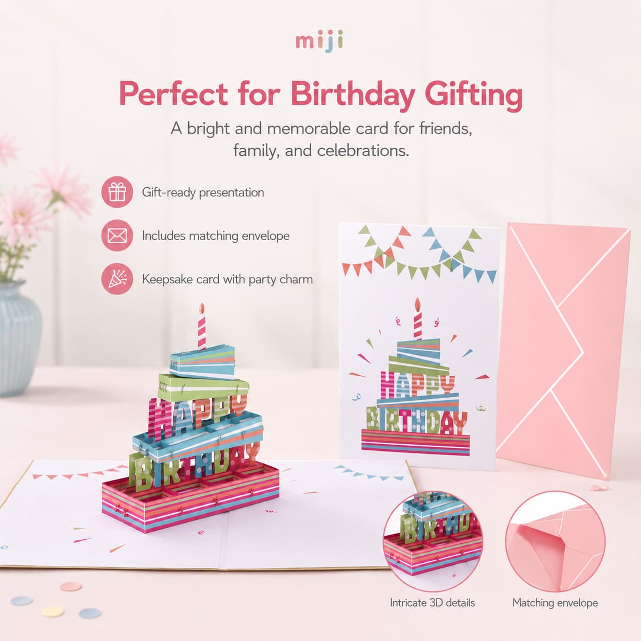 Feature image showing gift-ready birthday card presentation with envelope