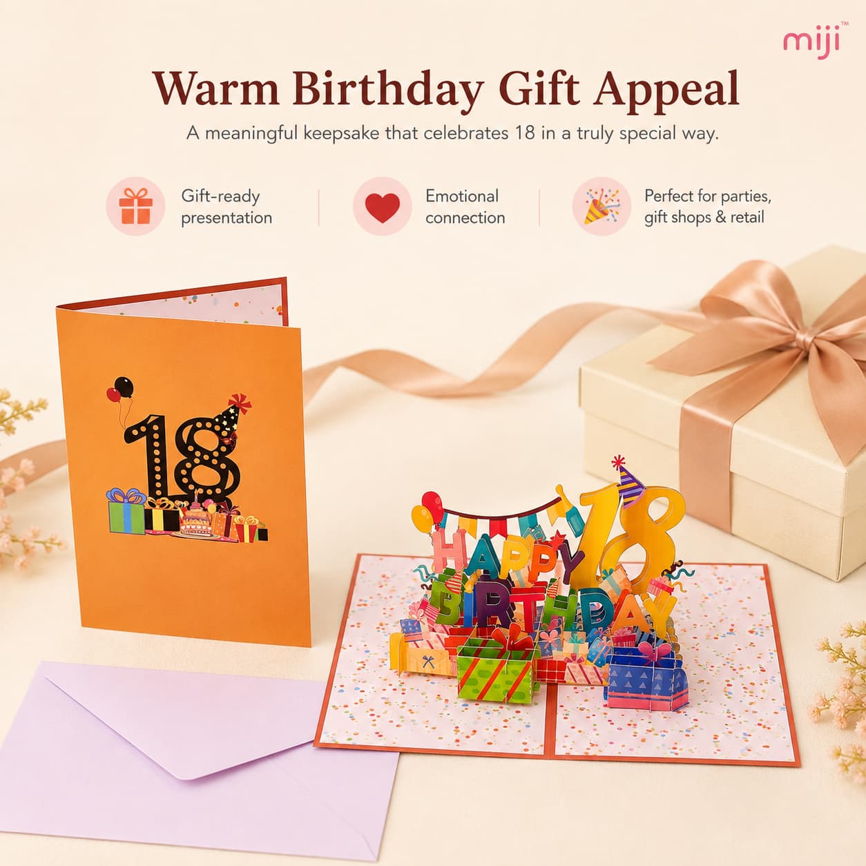 Feature image presenting the 18th birthday card as a warm and gift-ready celebration product.