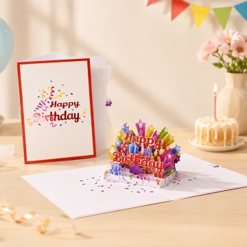 Custom 3D Pop-Up Birthday Greeting Card with Envelope
