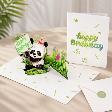 Custom 3D Panda Pop-Up Birthday Greeting Card