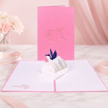 Custom Pink New Baby Pop-Up Greeting Card
